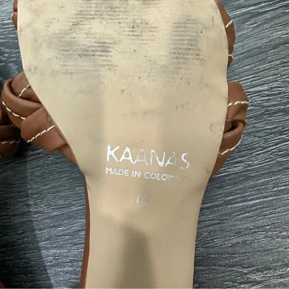 Kaanas Brown Braided Block Sandal Heels Size 10 - Picture 12 of 12